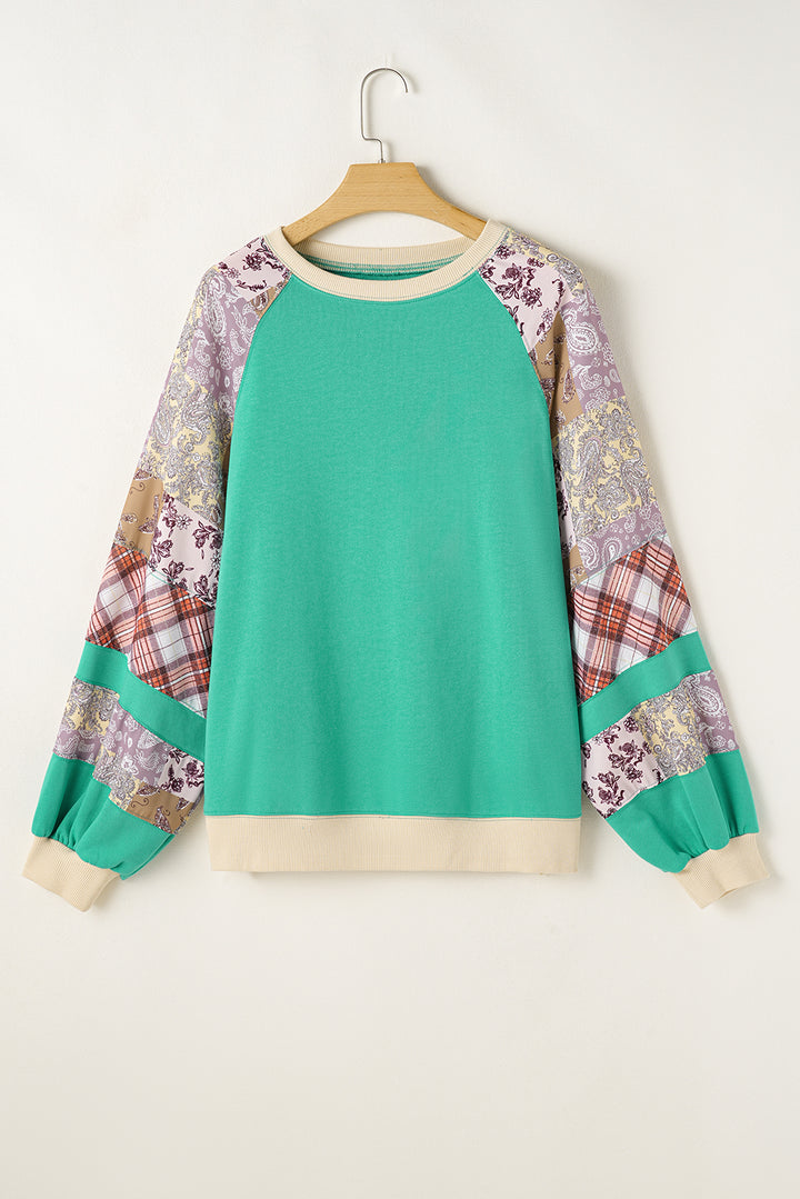 Plus Size Plaid Raglan Sweatshirt