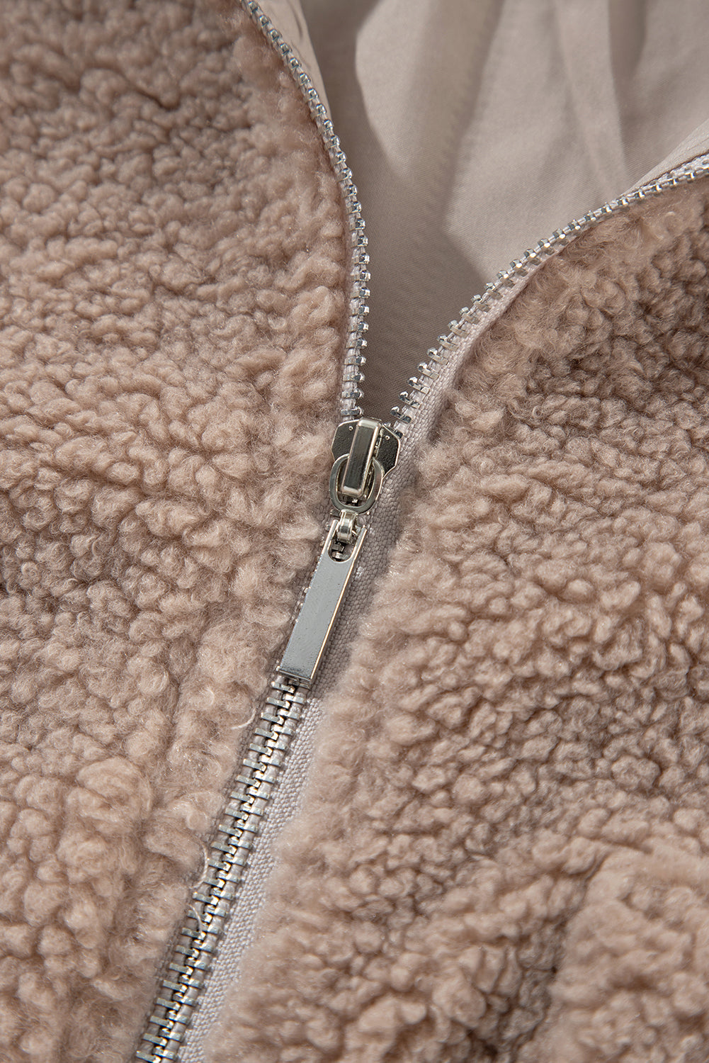 Zipper Pocketed Winter Fuzzy Jacket