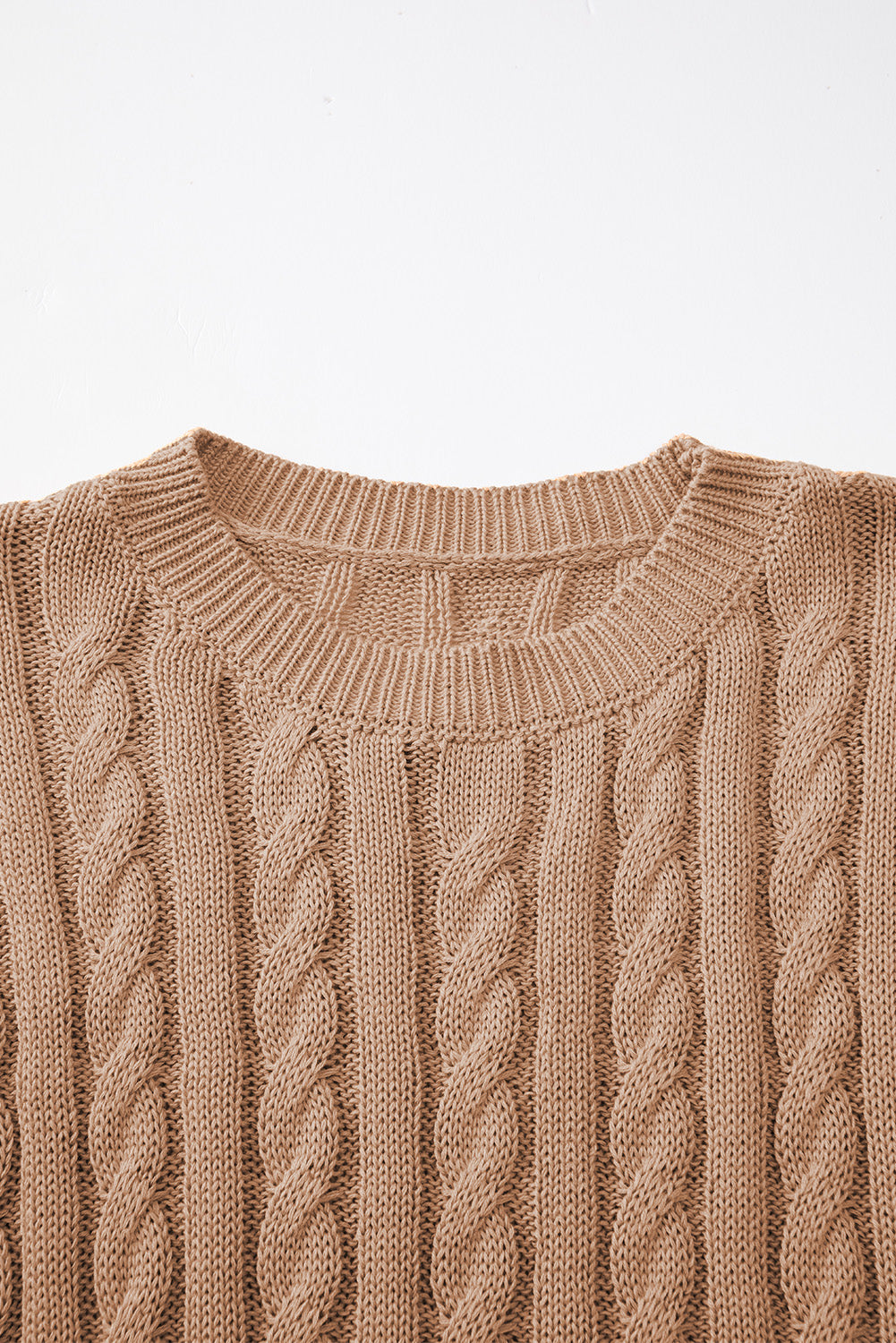 Crew Neck Cable Knit Short Sleeve Sweater