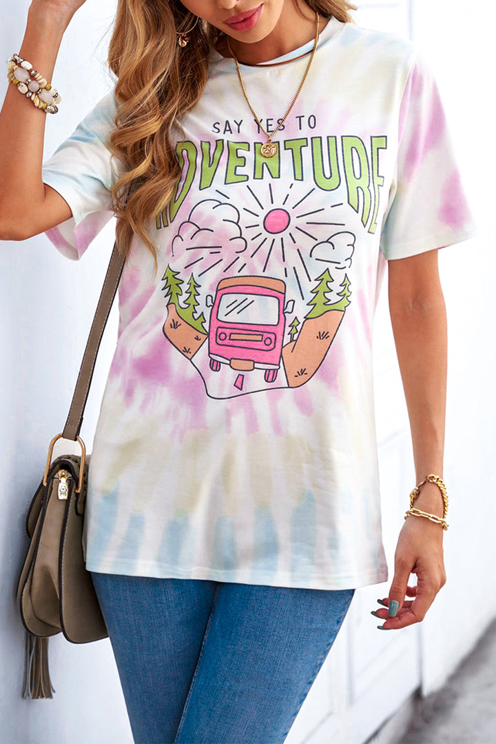 SAY YES TO ADVENTURE Tie-dye Print Tee