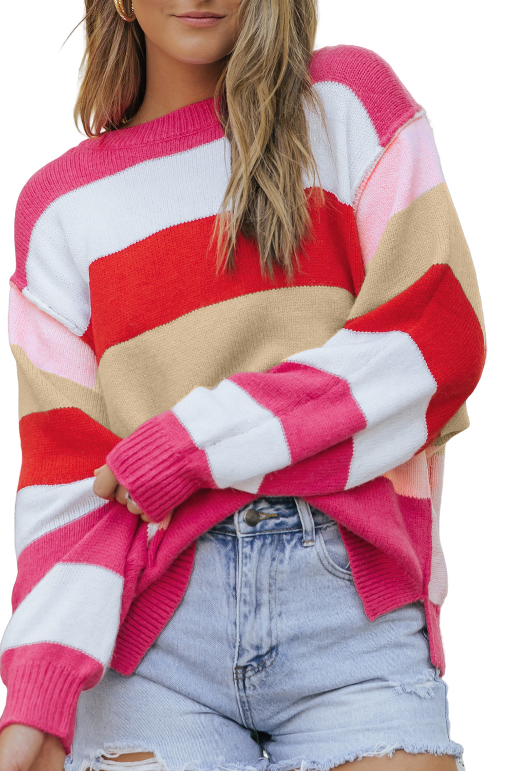 Mix Horizon Stripes Dolman Sleeve Sweater