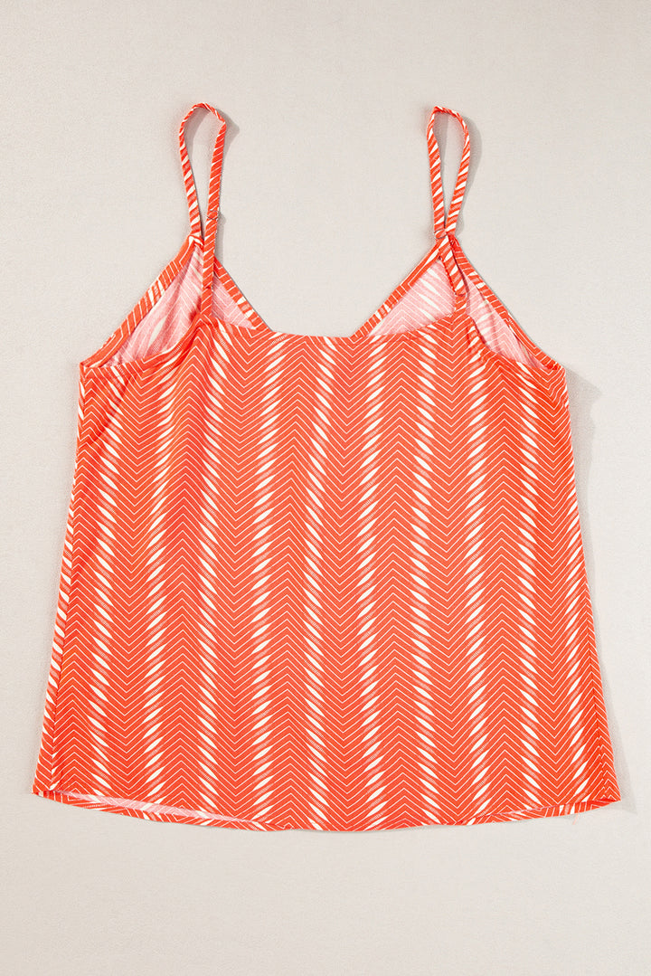 Chevron Stripe Print Buttoned V Neck Cami Top