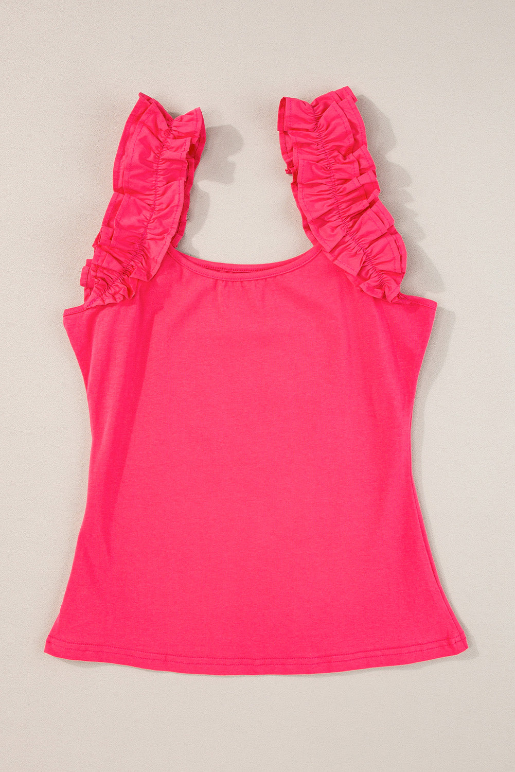 Ruffled Wide Straps Slim Tank Top