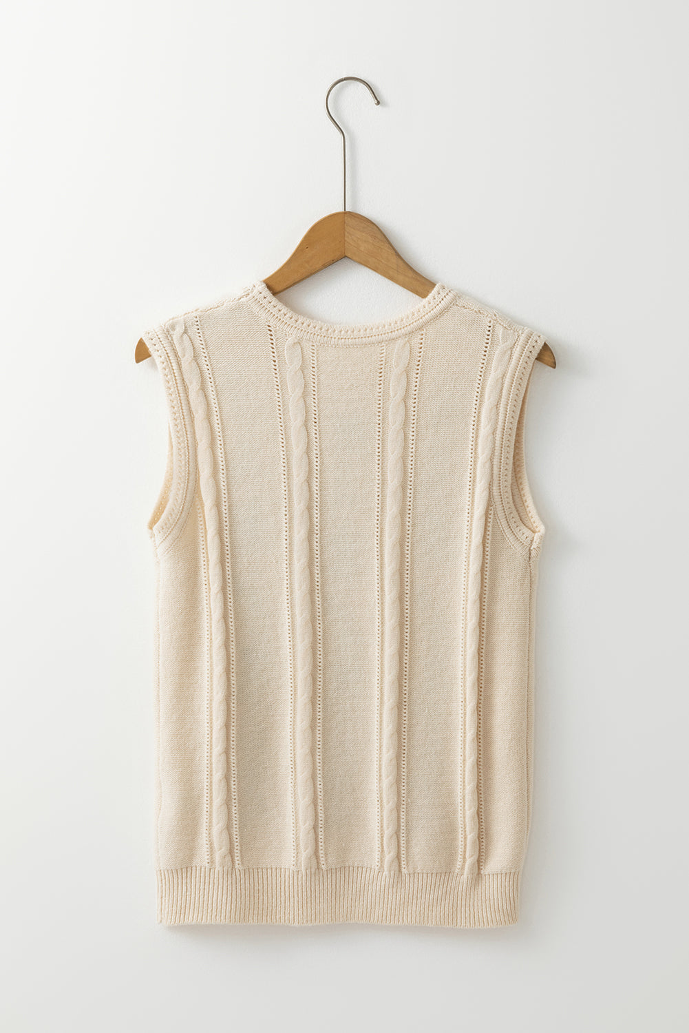 Embroidered Floral Cable Knit Sweater Vest