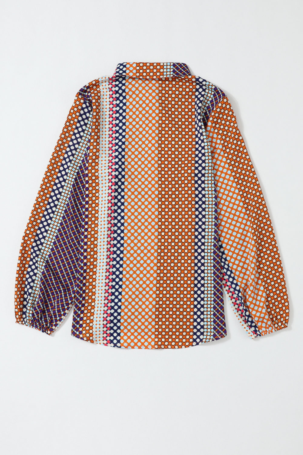 Dot Print Long Sleeve Button Down Shift Shirt