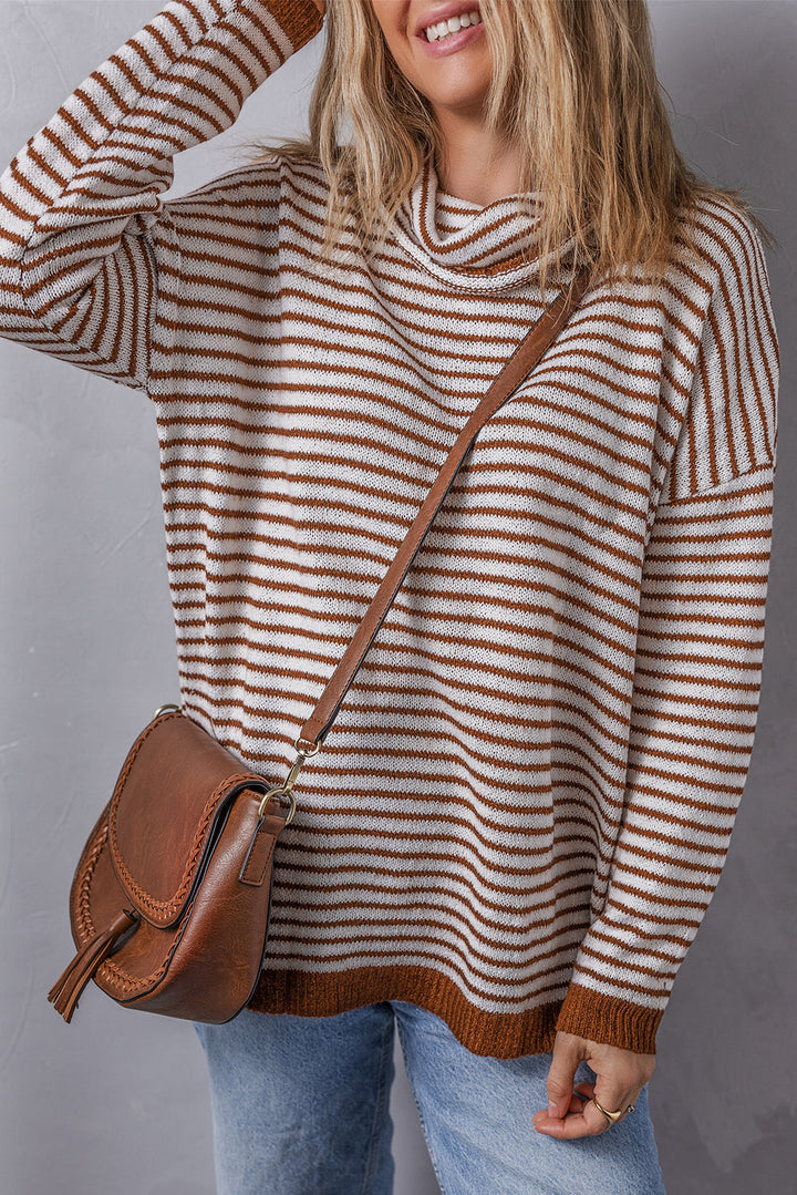 Striped Turtleneck Loose Sweater