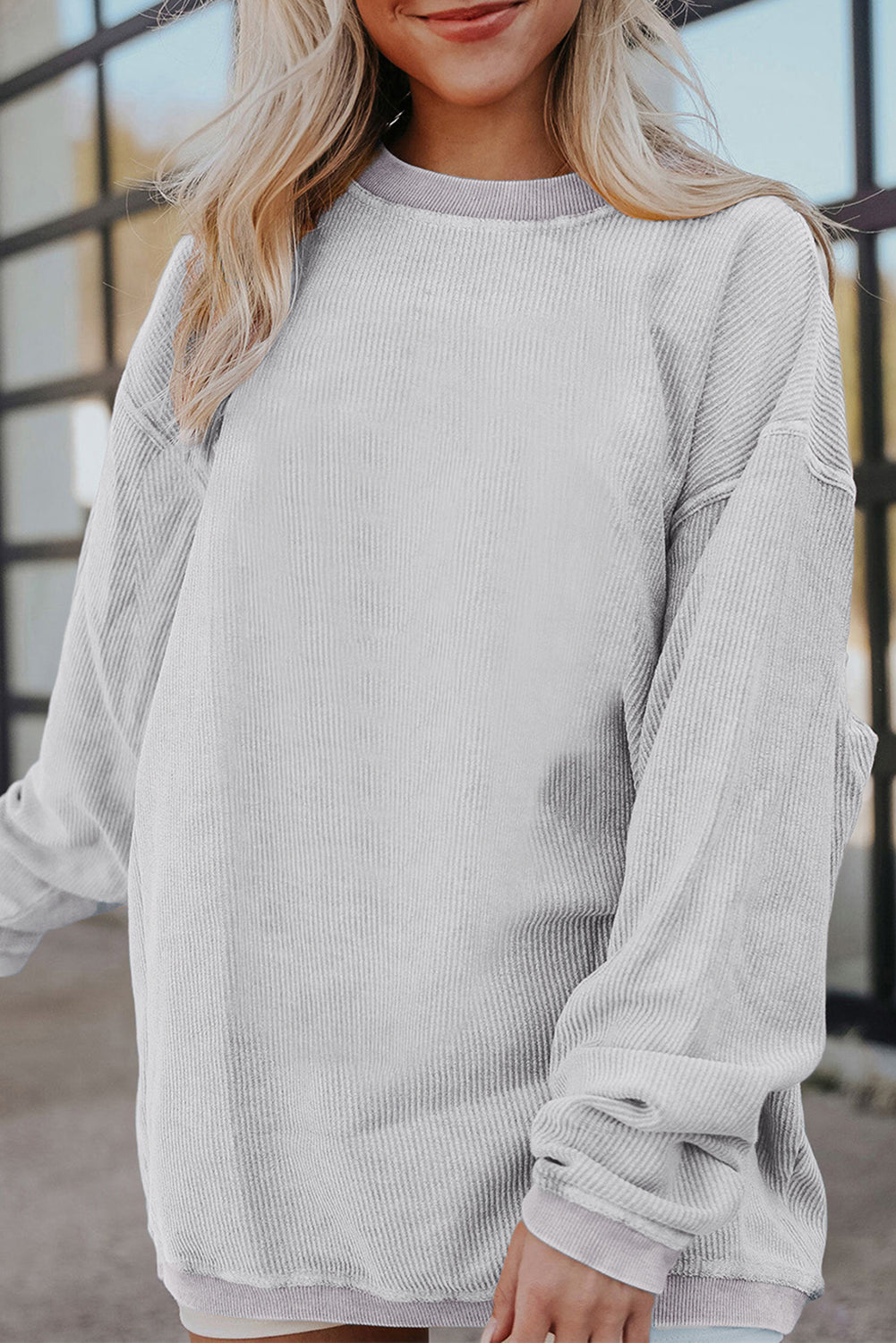 Ribbed Corduroy Oversized Sweatshirt