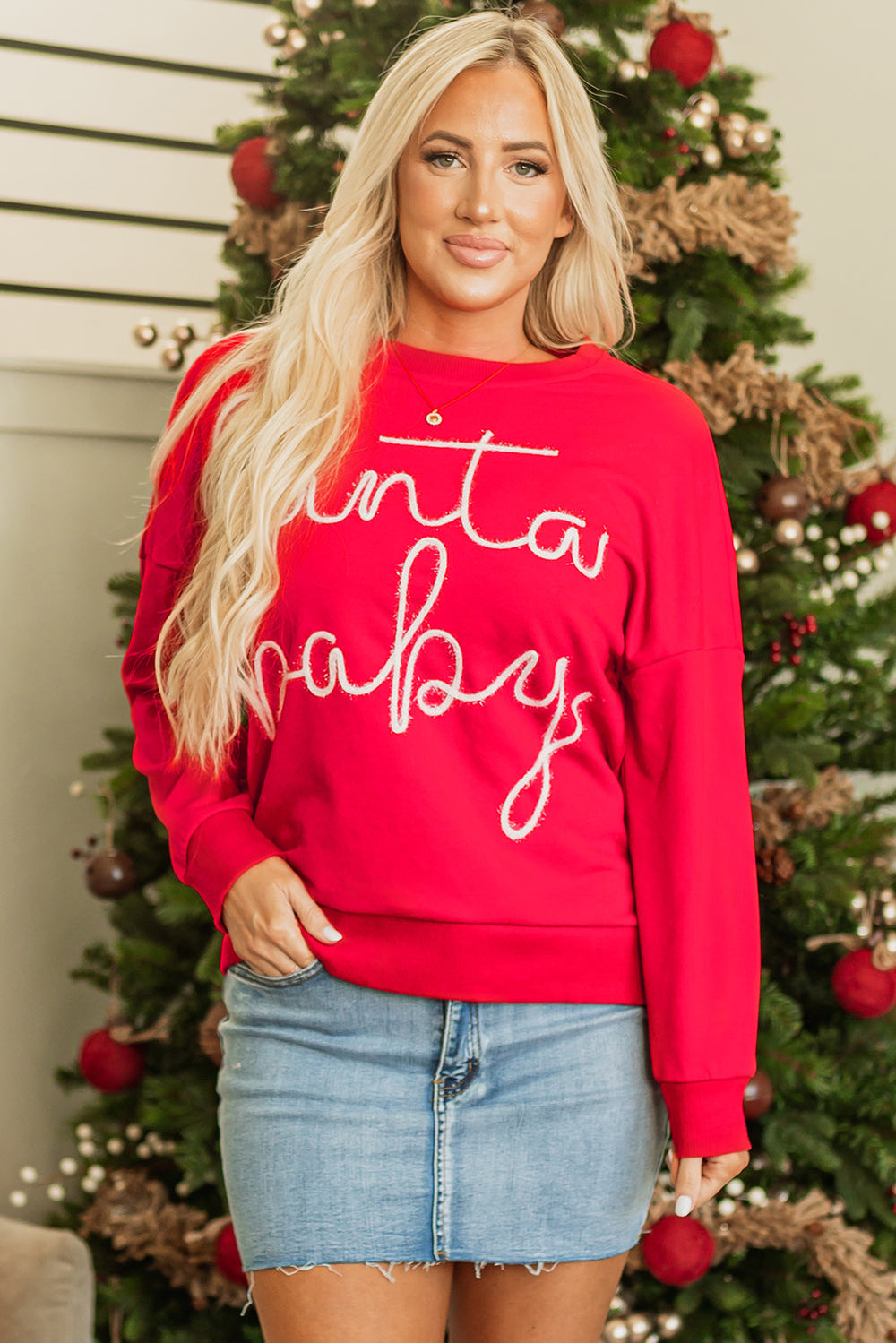 Christmas Santa Baby Tinsel Graphic Sweatshirt