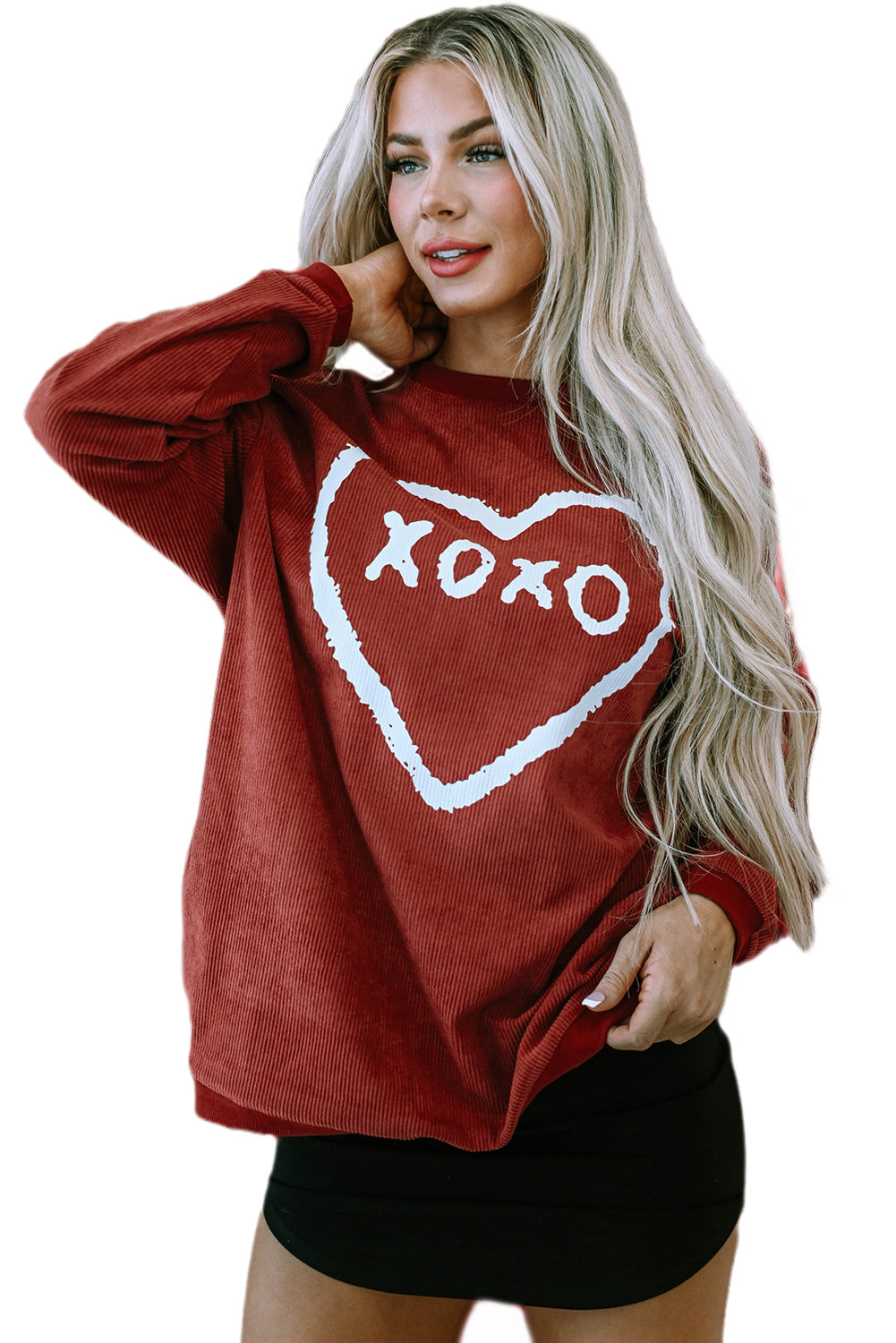 XOXO Heart Shape Graphic Corded Sweatshirt