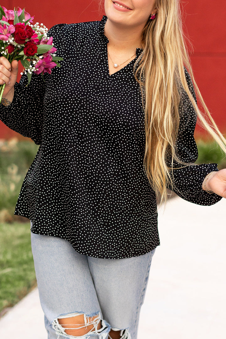 Plus Size Leopard Print Notch V Neck Blouse