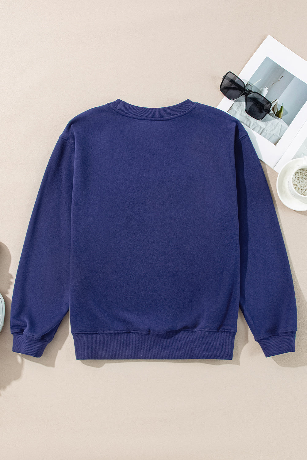 Plain Drop Shoulder Crewneck Pullover Sweatshirt