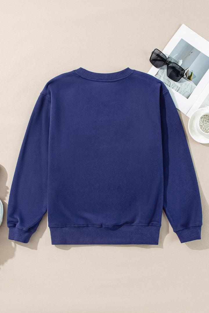 Plain Drop Shoulder Crewneck Pullover Sweatshirt