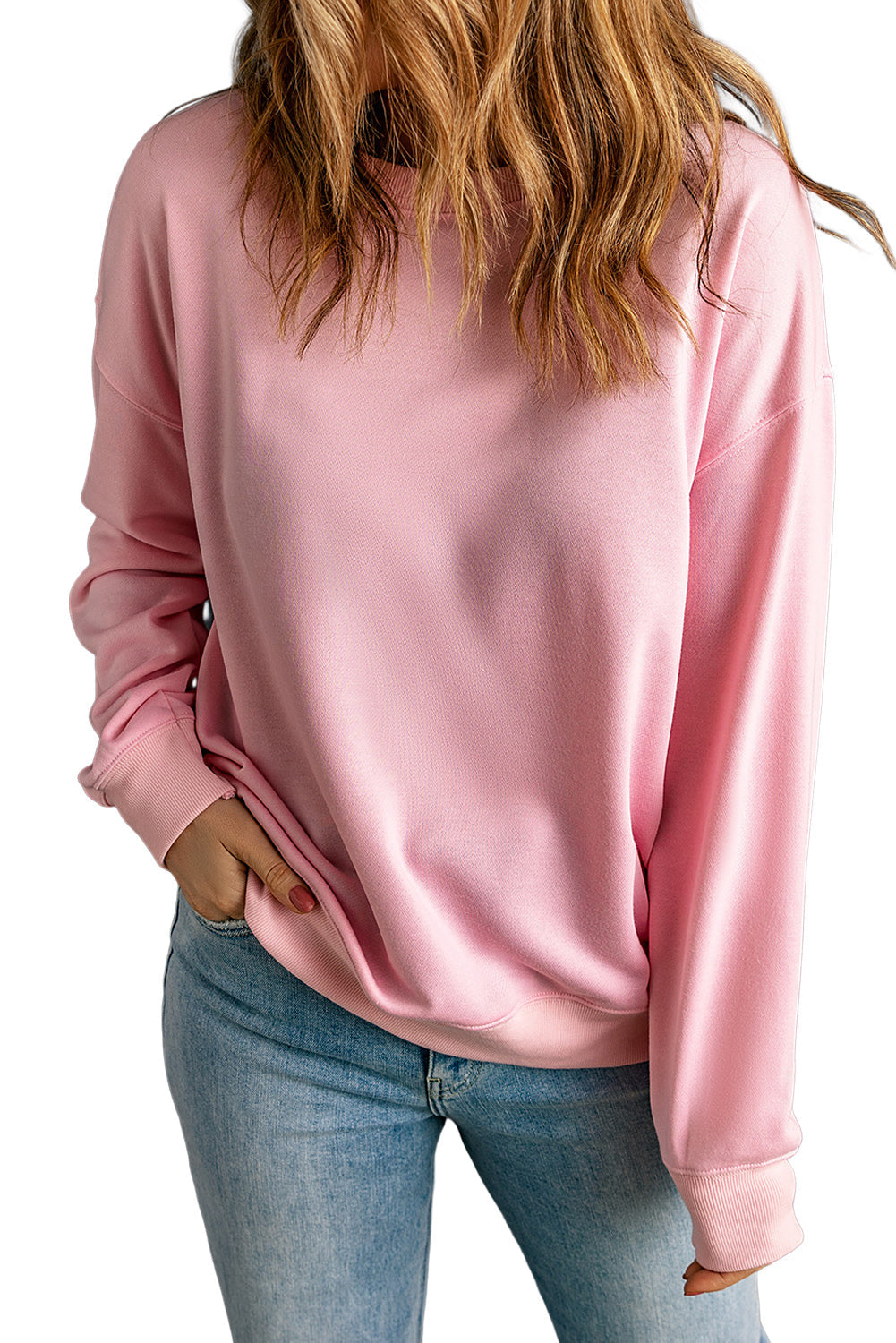 Plain Crew Neck Pullover Sweatshirt