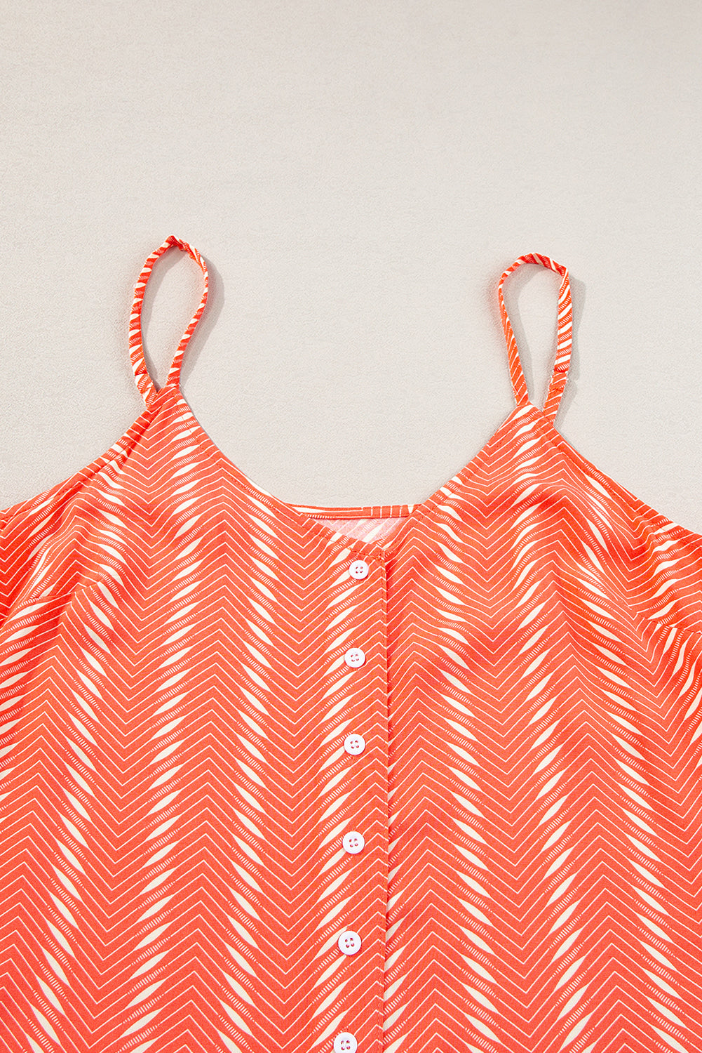 Chevron Stripe Print Buttoned V Neck Cami Top