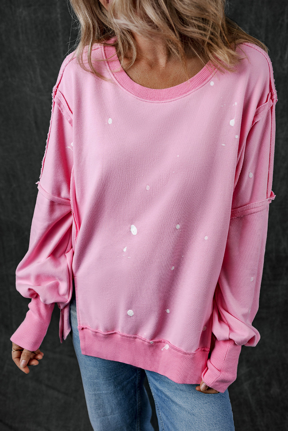 Splash Spots Exposed Seam Baggy Sweatshirt