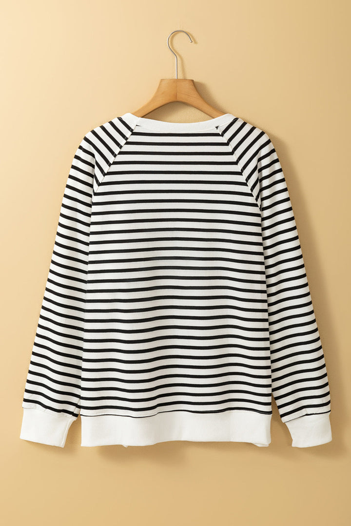 Raglan Sleeve Side Slits Loose Sweatshirt