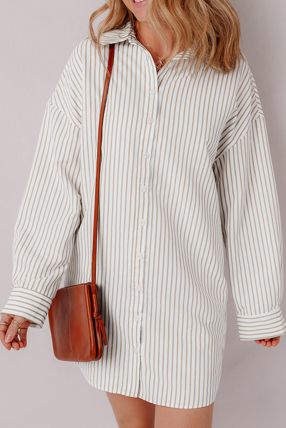 Long Sleeve Button Up Mini Shirt Dress