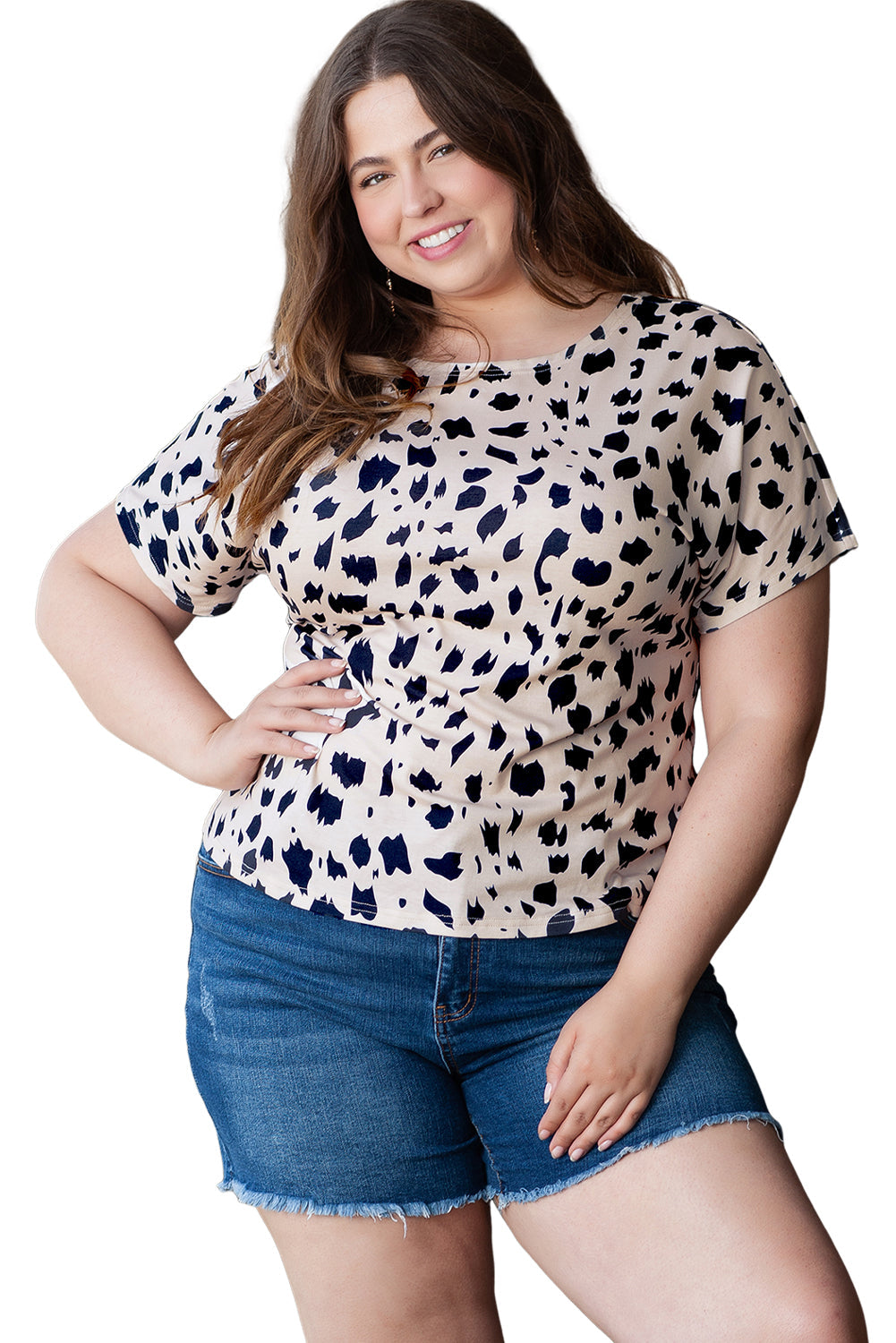 Leopard Print Twist Open Back Plus Size Top