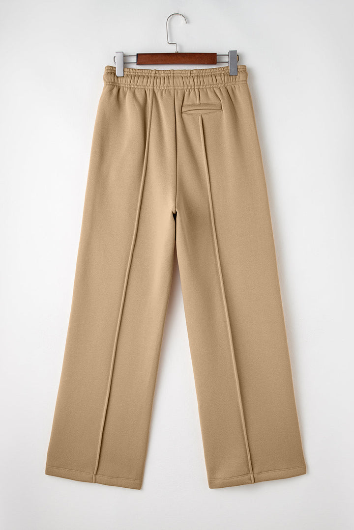 Exposed Seam Drawstring High Waist Wide Leg Pants