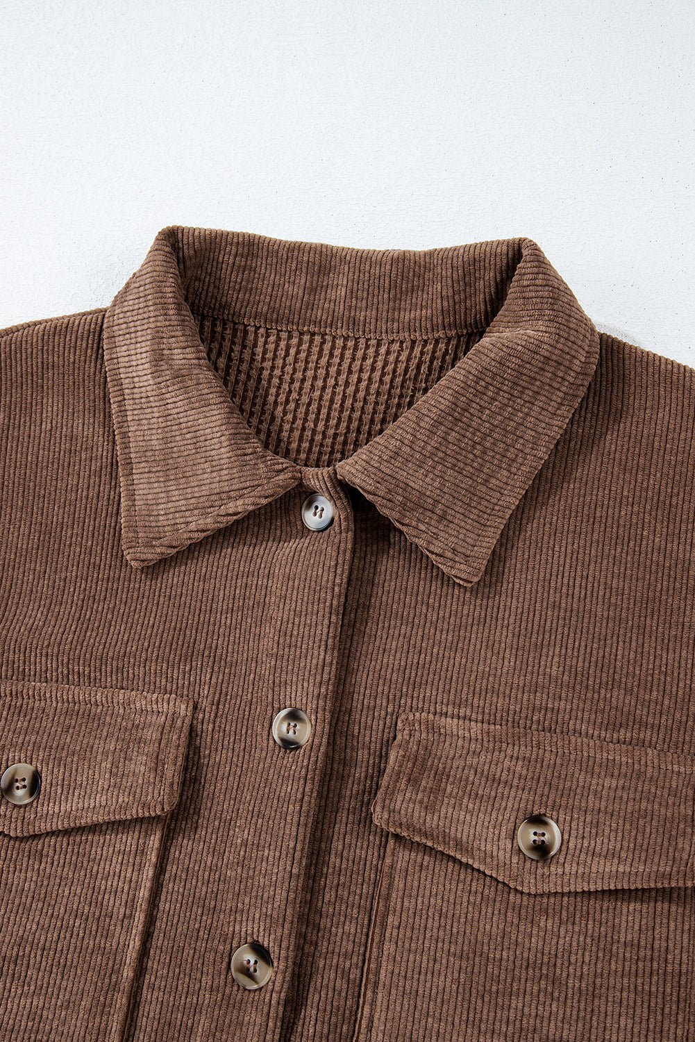 Corduroy Flap Pocket Button Up Shacket