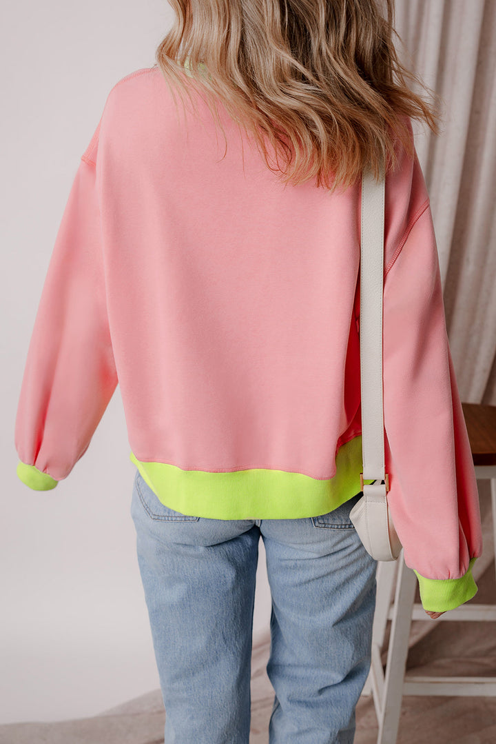 Colorblock Bubble Sleeve Sweatshirt