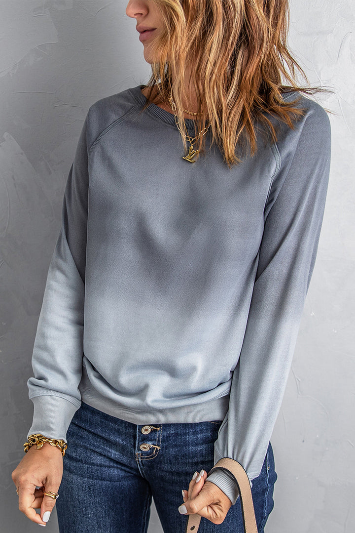 Ombre Crewneck Long Sleeve Sweatshirt