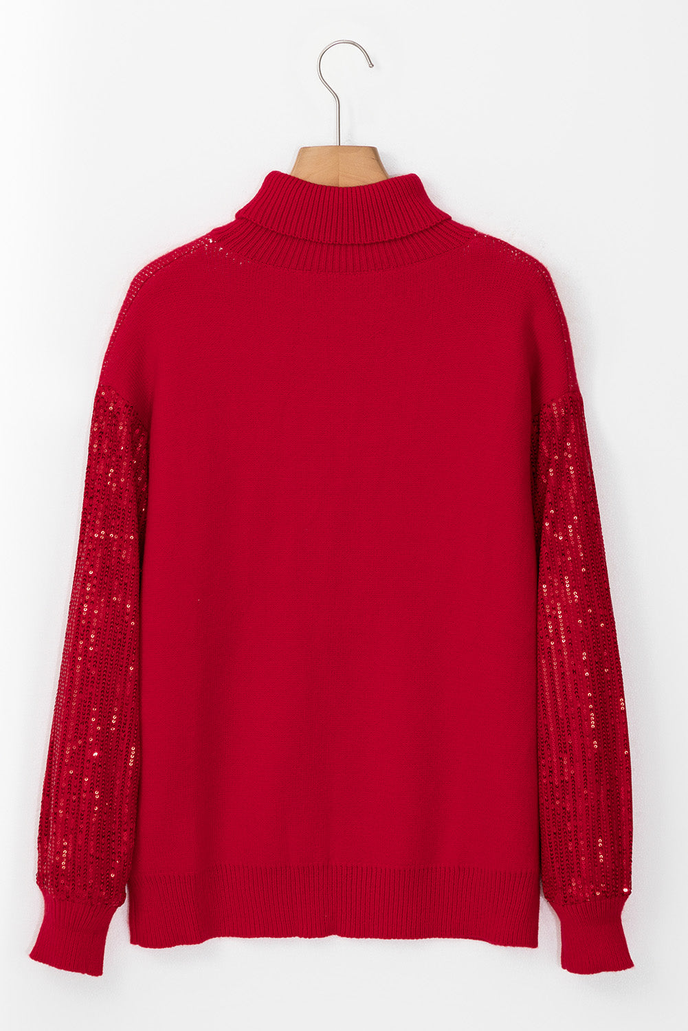 Merry Graphic Sequin Sleeve Turtleneck Sweater