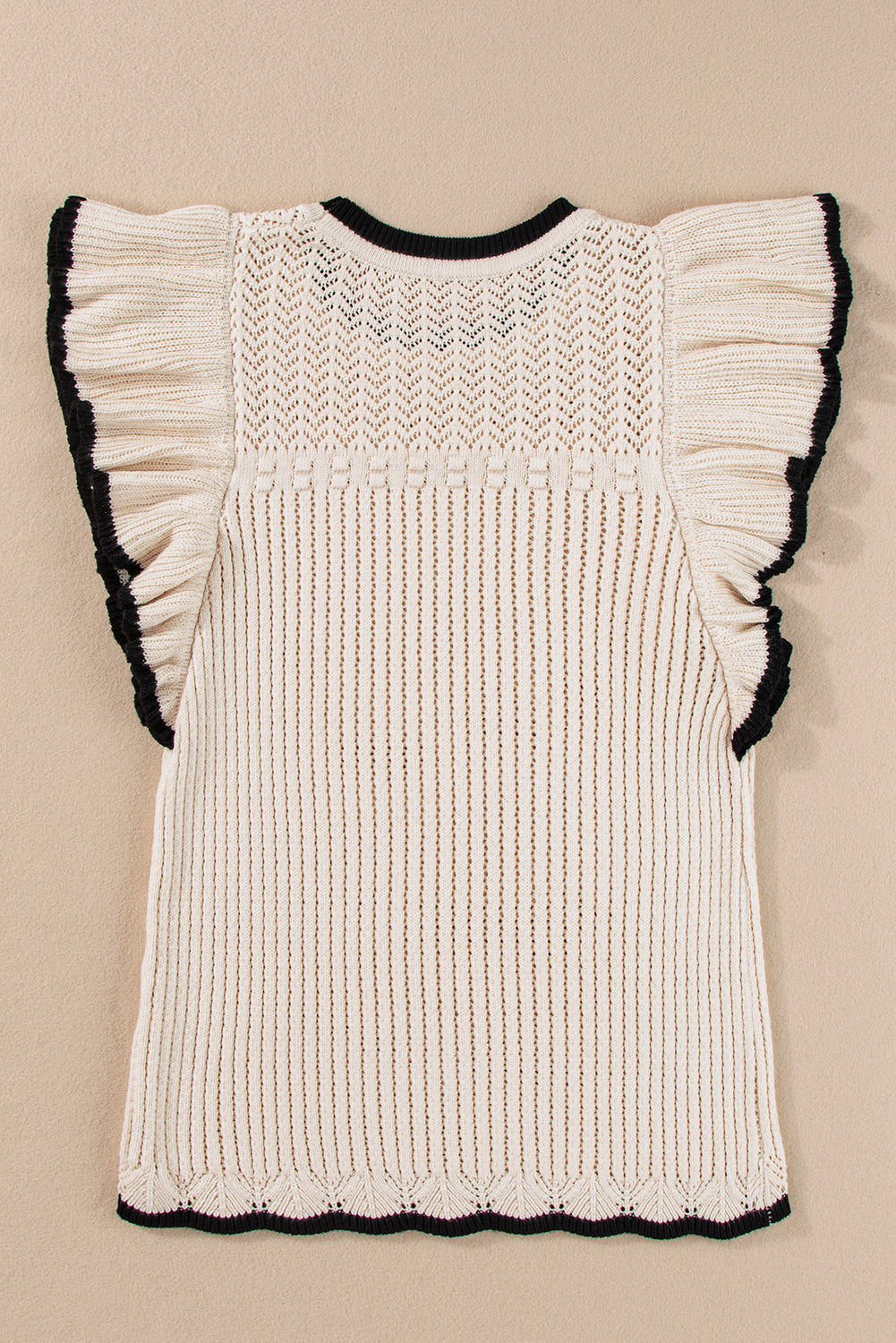 Crochet Eyelet Flounce Tank Top