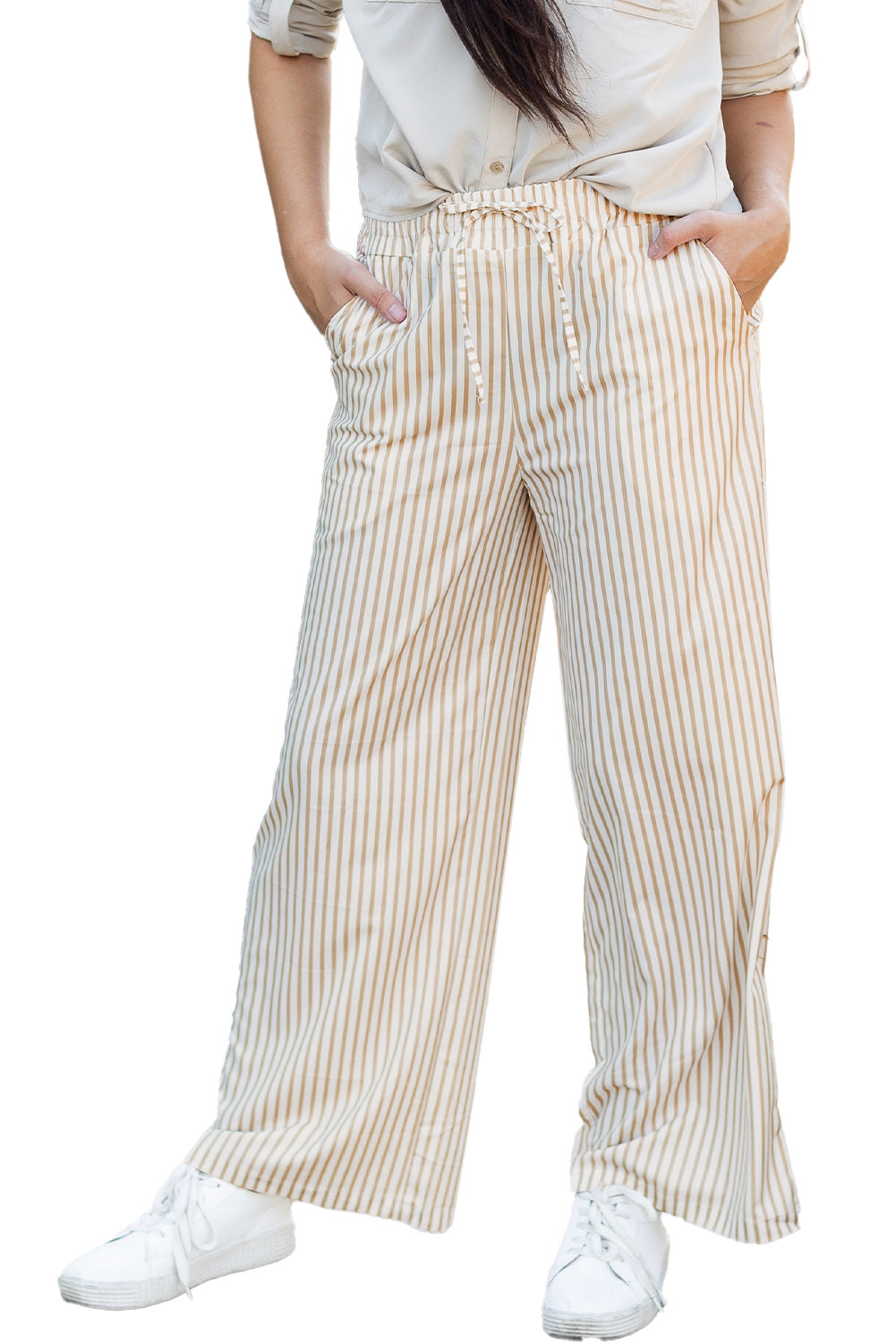 Print Wide Leg Drawstring Pants