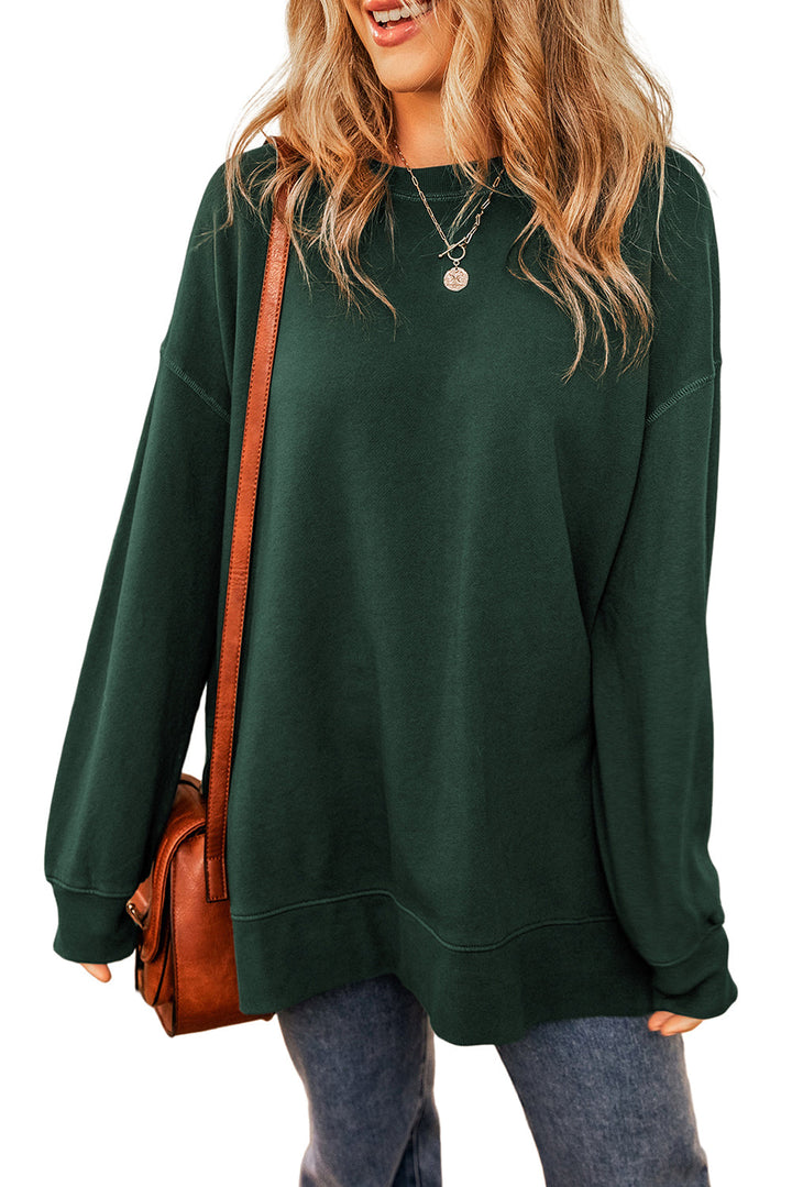 Oversized Drop Shoulder Split Hem Sweatshirt