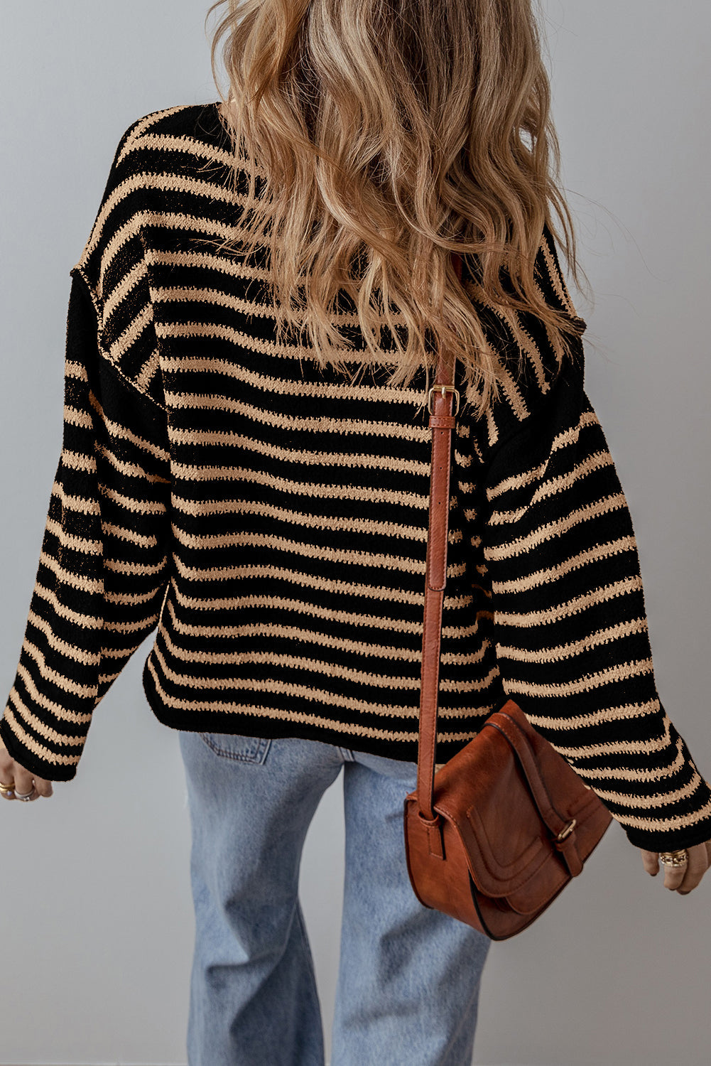 Drop Shoulder Round Neck Loose Sweater