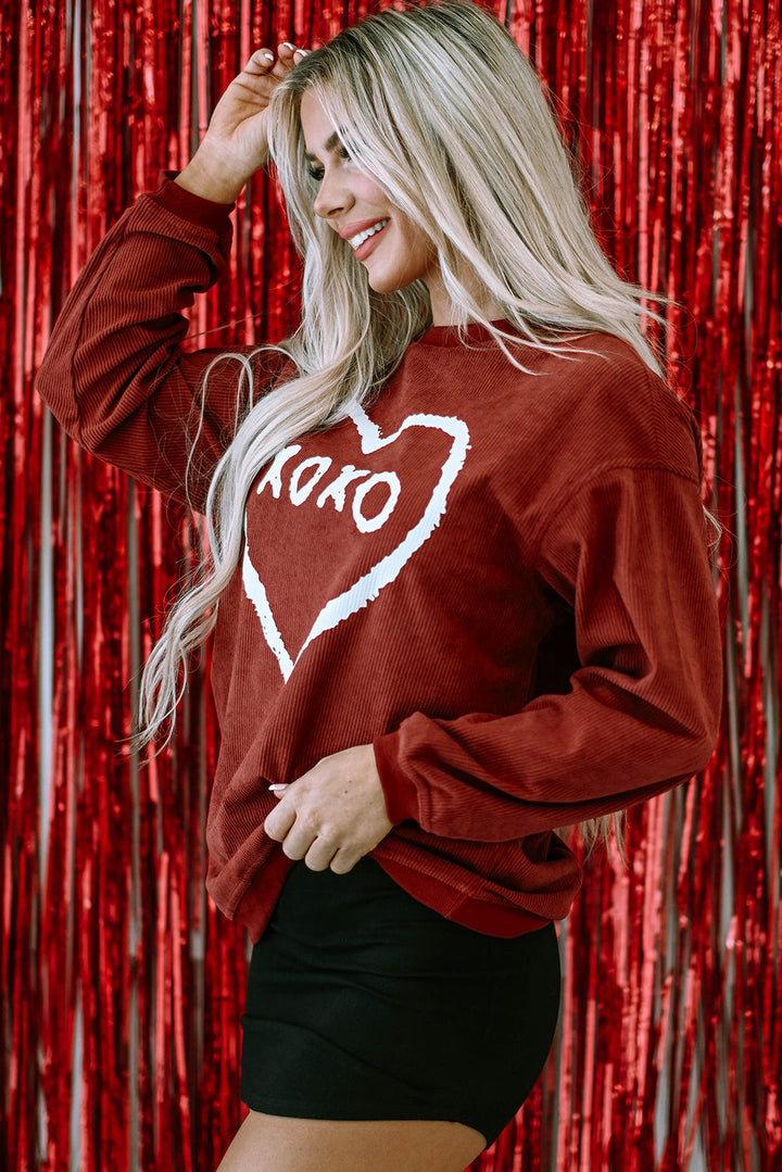 XOXO Heart Shape Graphic Corded Sweatshirt