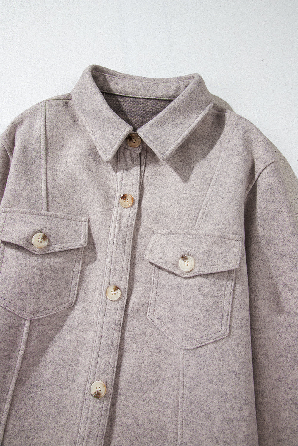 Turn Down Collar Flap Pockets Buttoned Shacket