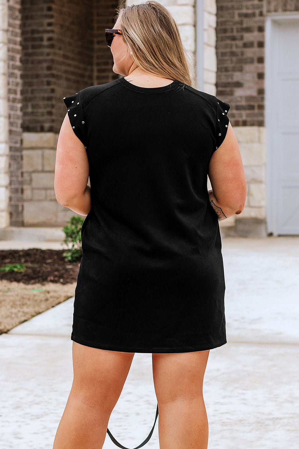 Studded Cap Sleeve Plus Size T-shirt Dress