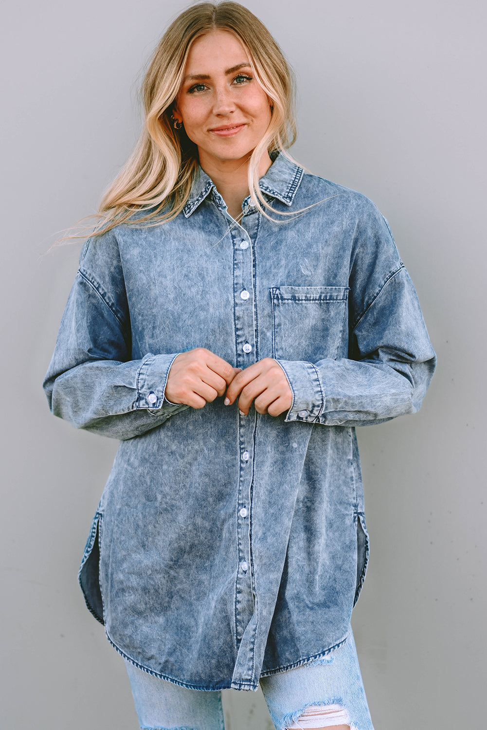 Vintage Washed Chest Pocket Denim Shirt