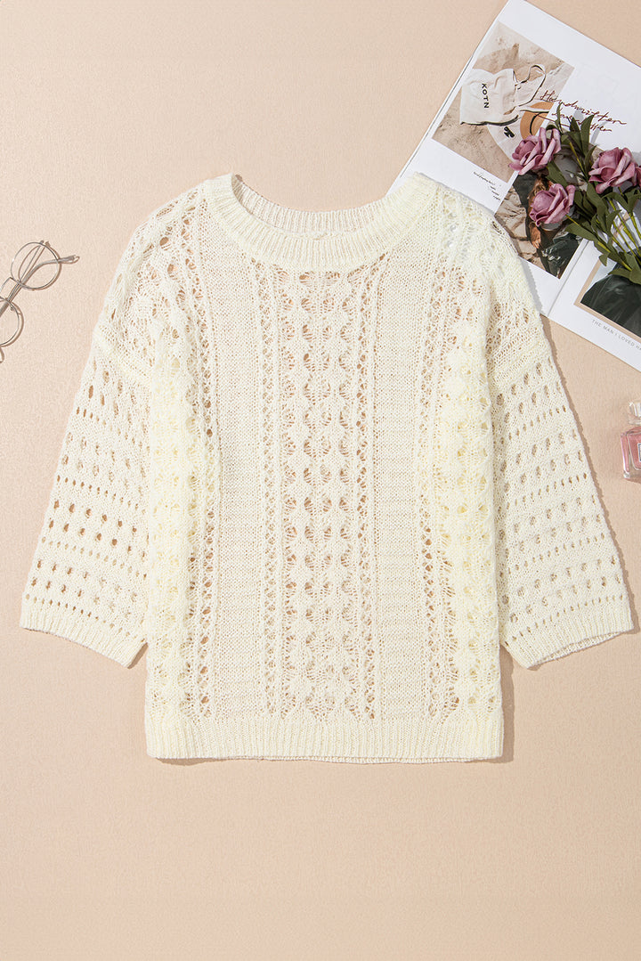 Hollow Out Knit Bracelet Sleeve Sweater