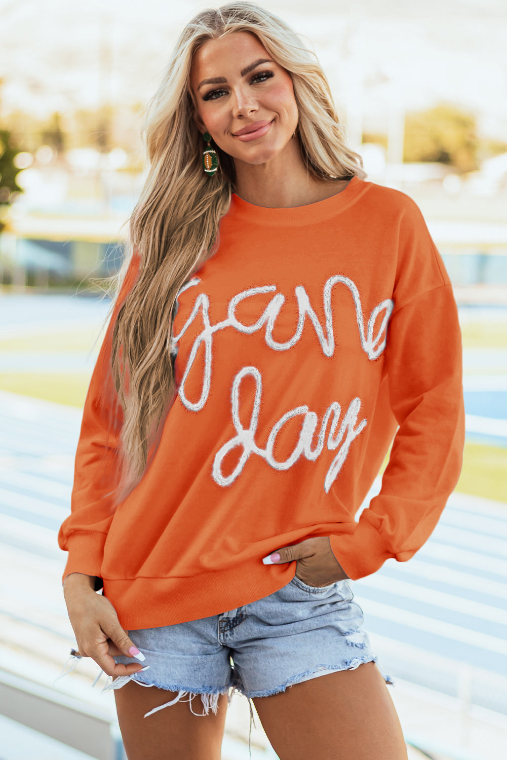 Tinsel Game Day Drop Shoulder Graphic Sweatshirt