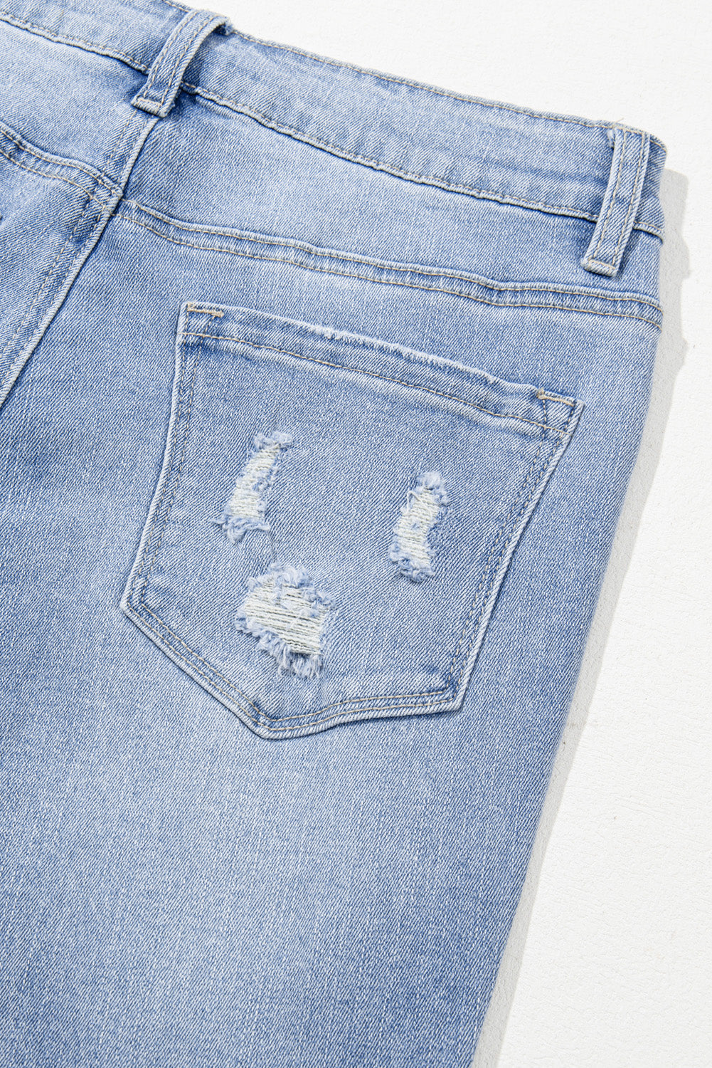 Acid Wash Raw Hem High Waist Flared Jeans