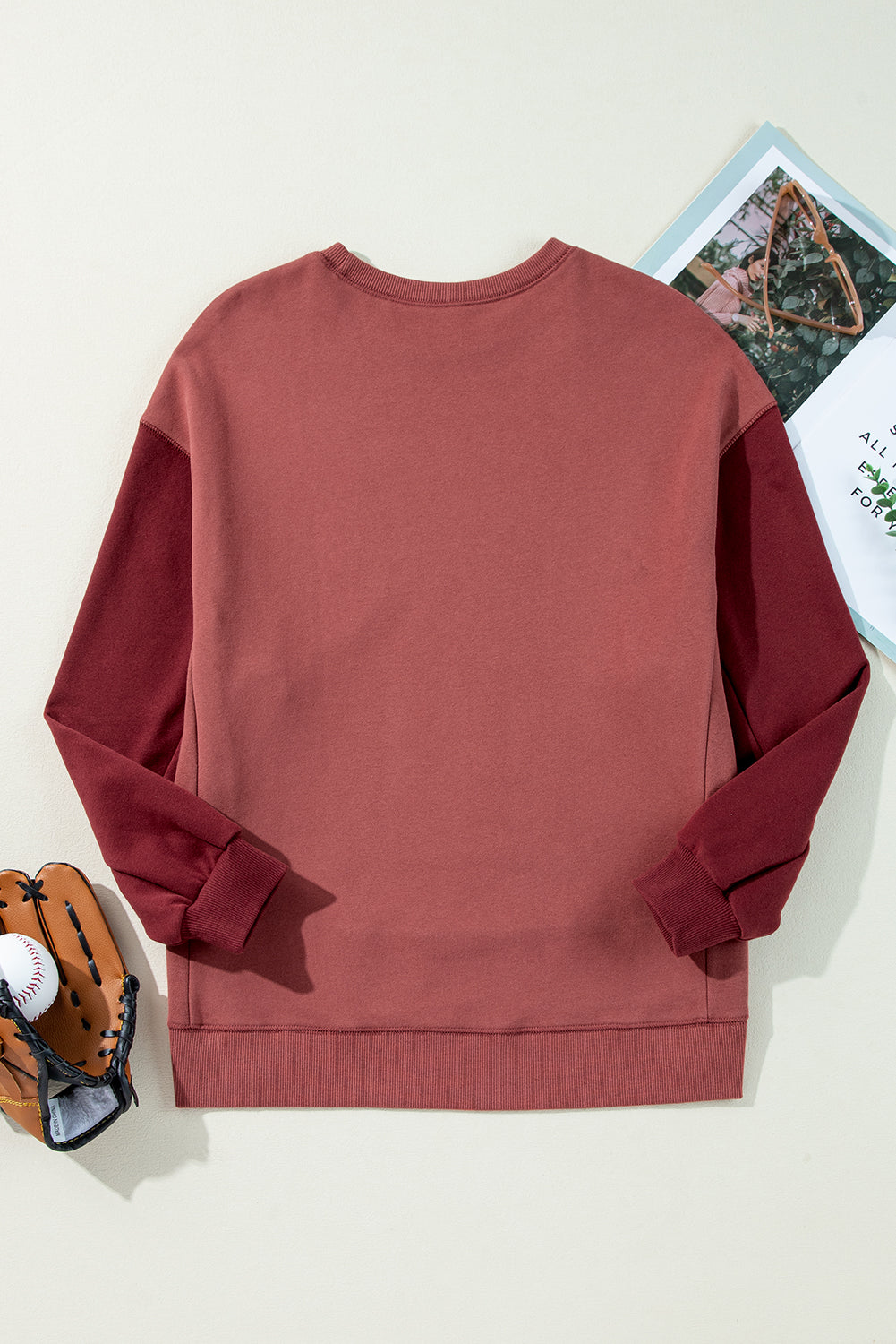 Two Tone Patchwork Drop Shoulder Pullover Sweatshirt