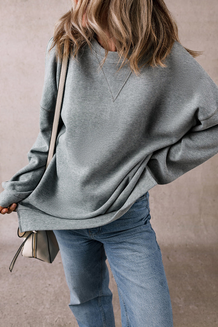 Side Split Drop Shoulder Oversized Sweatshirt