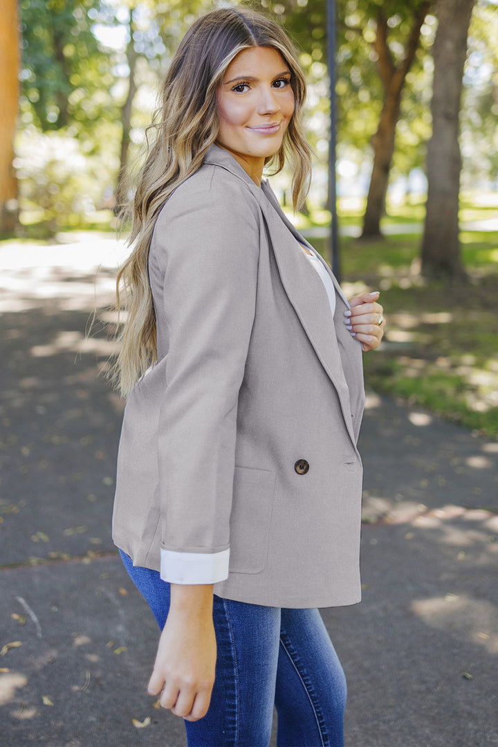 Buttoned Lapel Collar Blazer with Pocket