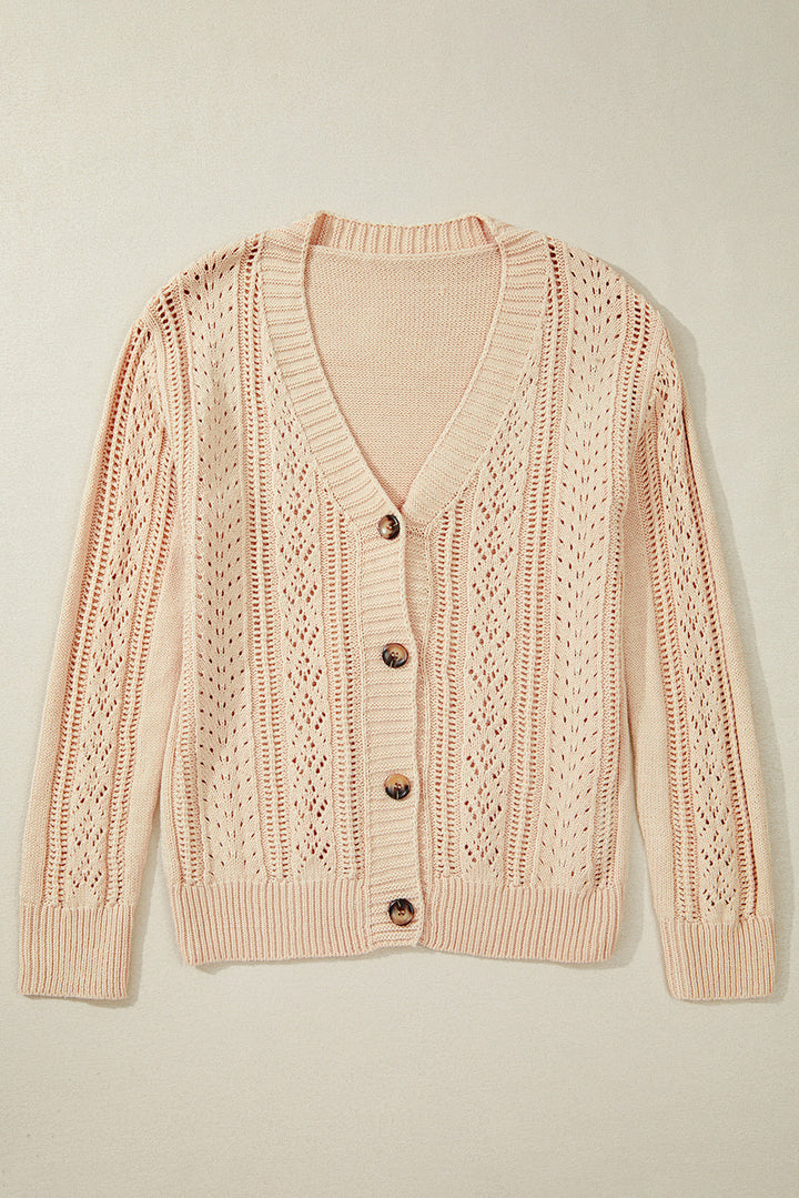 Open Knit Drop Shoulder Sweater Cardigan