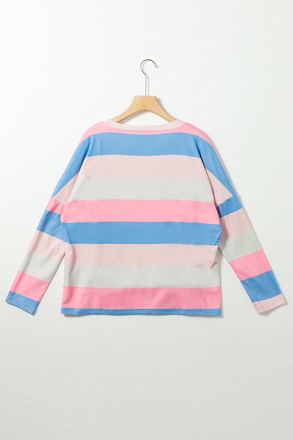 Contrast Striped V Neck Long Sleeve Top