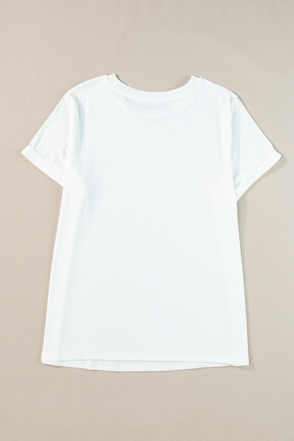 Round Neck Rolled Sleeve Plus Size T-shirt