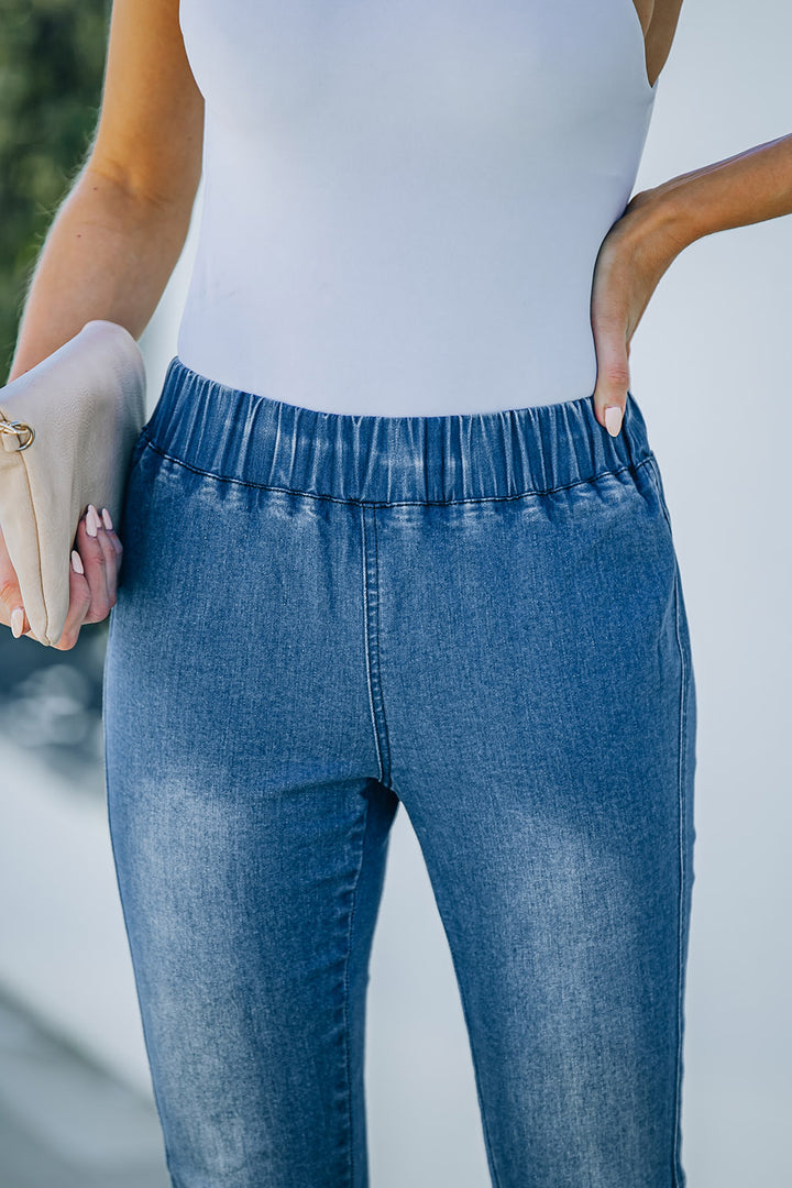 Pantalon en denim à pattes d'éléphant vieillies