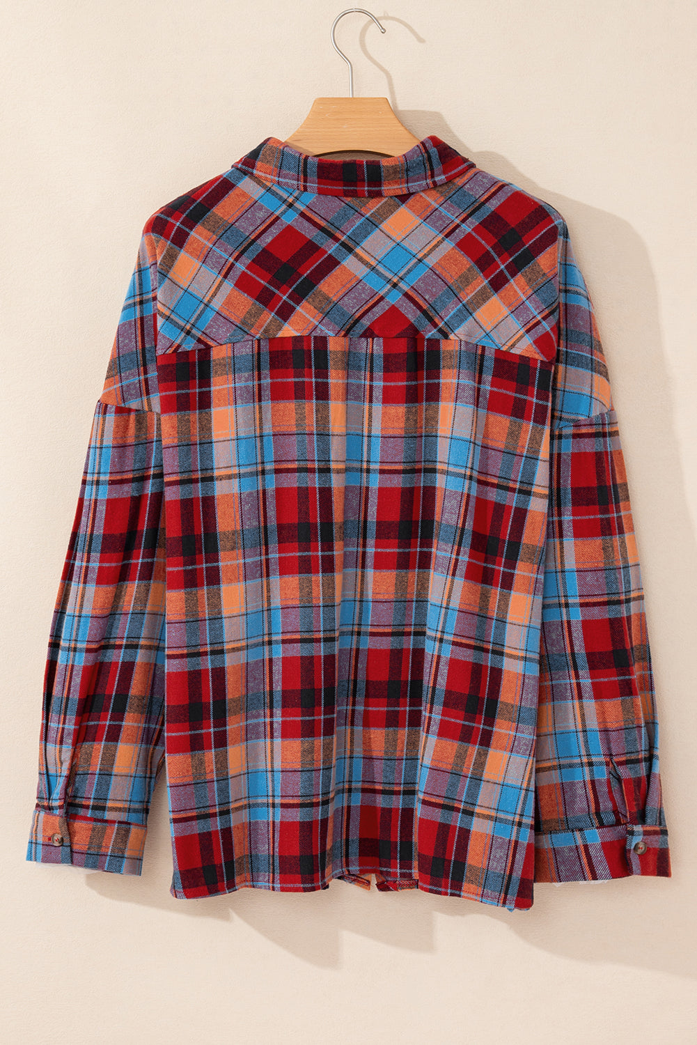 Plus Size Plaid Print Buttoned Shirt