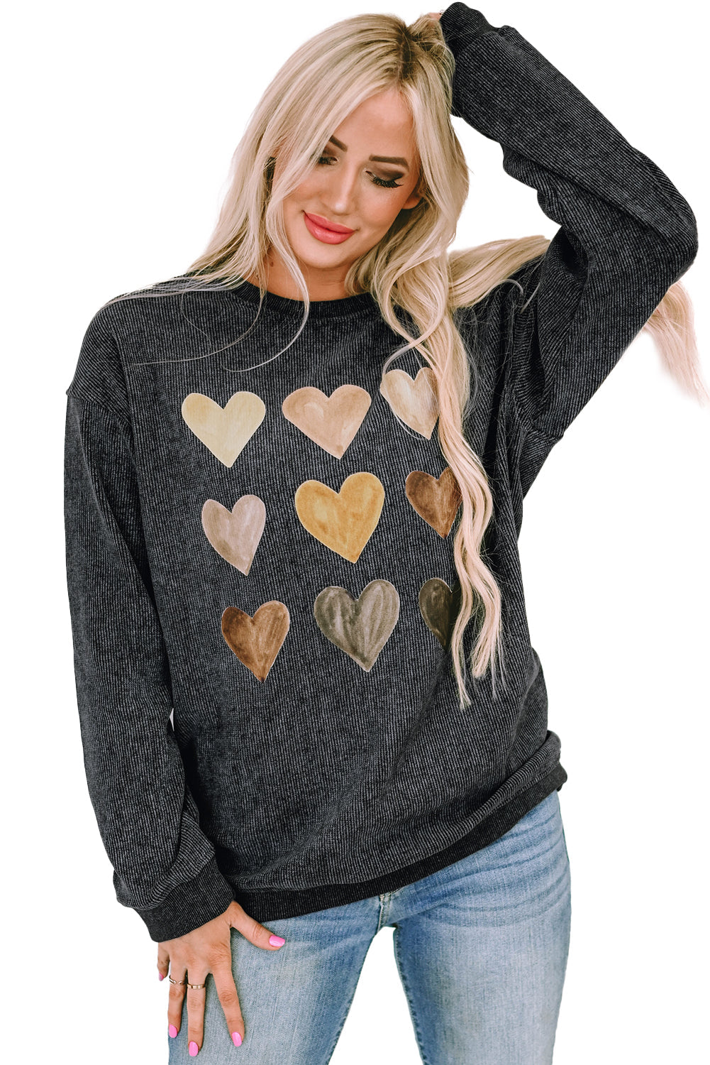 Valentine Heart Graphic Corded Sweatshirt