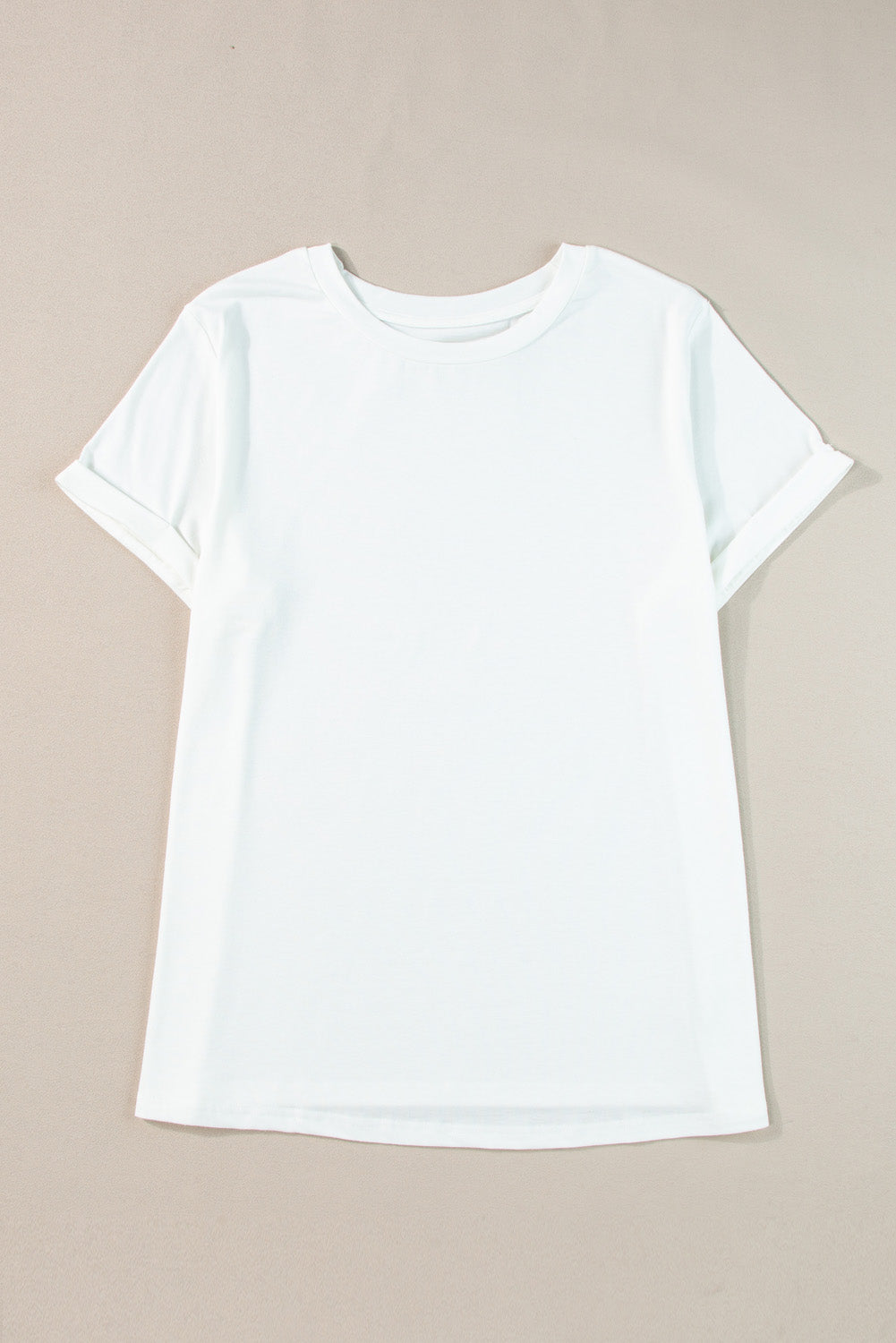 Round Neck Rolled Sleeve Plus Size T-shirt