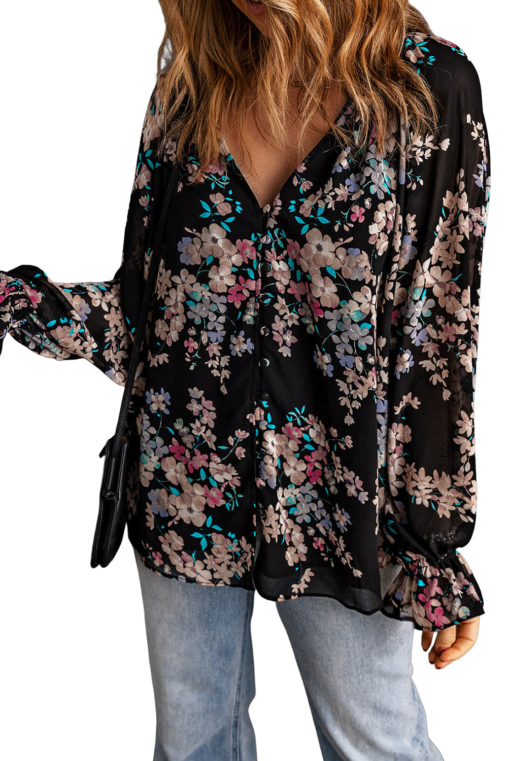 Wildflower Print Chiffon Blouse