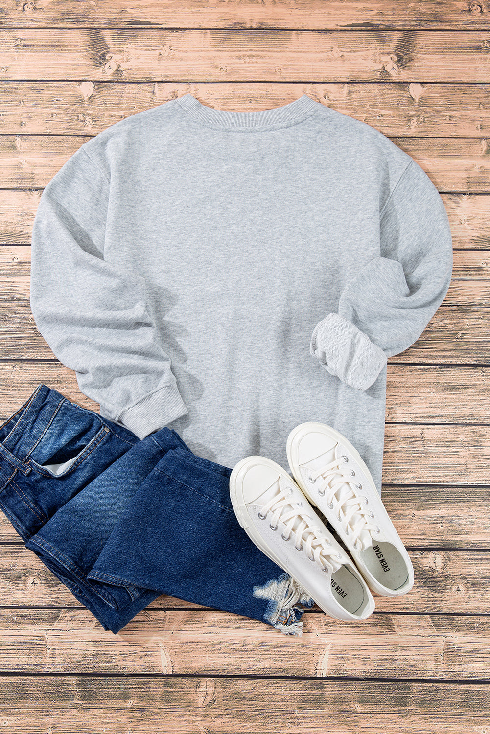 Plain Drop Shoulder Crewneck Pullover Sweatshirt